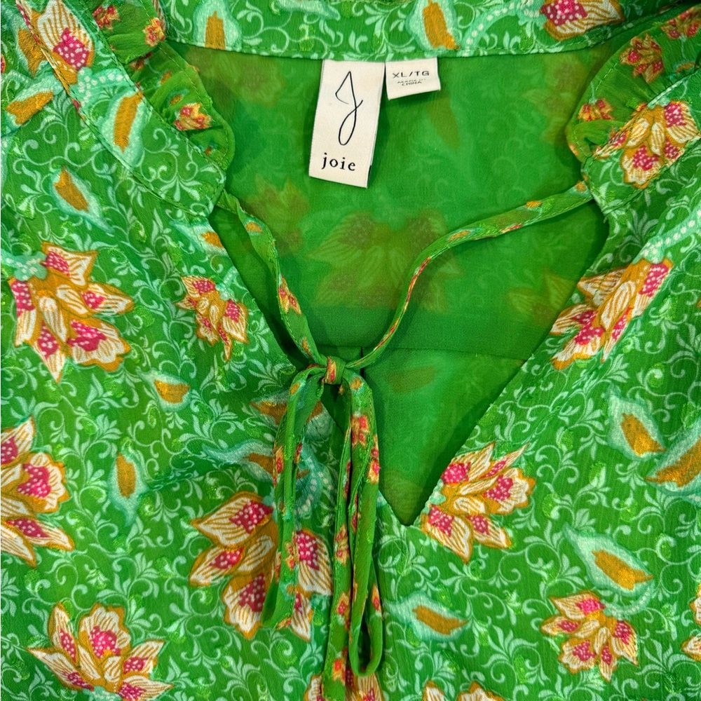 2/$20 Joie long sleeve lined floral blouse size XL - Picture 4 of 10